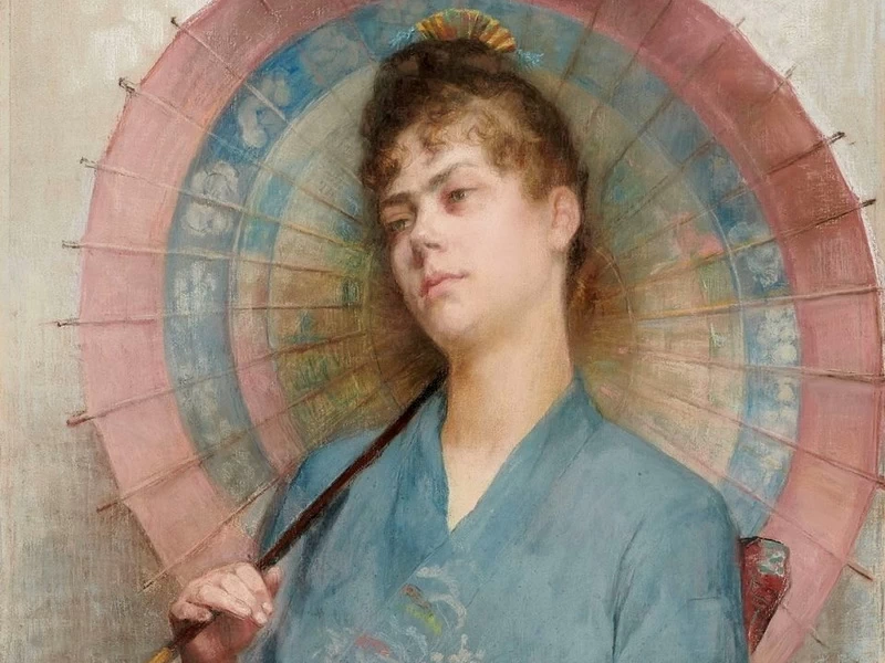 1854-Anna Maria Bilińska-Bohdanowiczow - Donna in kimono con parasole giapponese (donna giapponese)